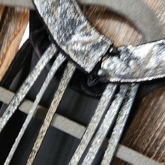 Yoins Black Sleeveless Cocktail Mini Dress‎ Size L 12 Velvet Stretch Glitter NWT - Picture 10 of 15